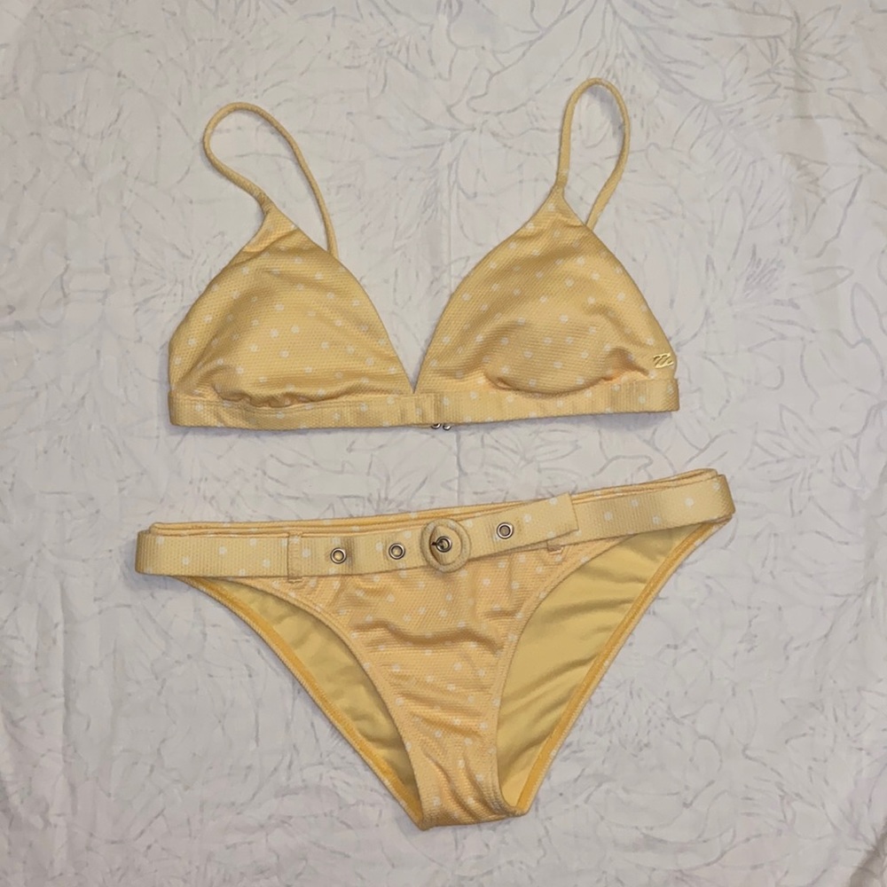 BILLABONG Salty Blonde Yellow Polka Dot Bikini Set